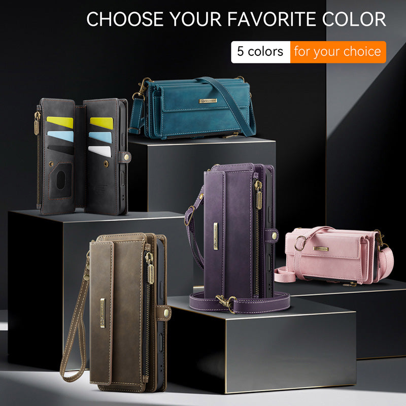 Caseme Crossbody Leather Wallet RFID Phone Case Pink