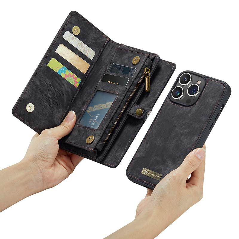 CaseMe Zipper Wallet Detachable Case Black