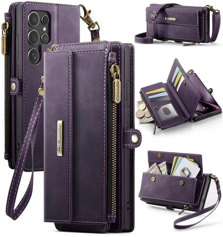 Caseme Crossbody Leather Wallet RFID Phone Case Purple
