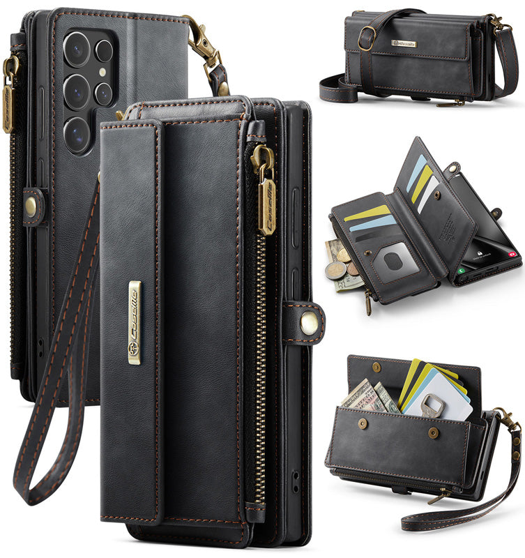 Caseme Crossbody Leather Wallet RFID Phone Case Black