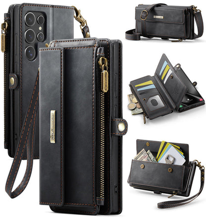Caseme Crossbody Leather Wallet RFID Phone Case Black