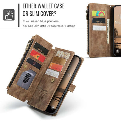 CaseMe Retro Zipper Wallet Case Brown