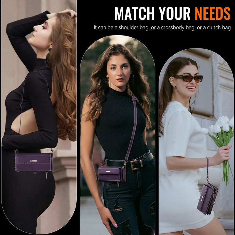 Caseme Crossbody Leather Wallet RFID Phone Case Purple