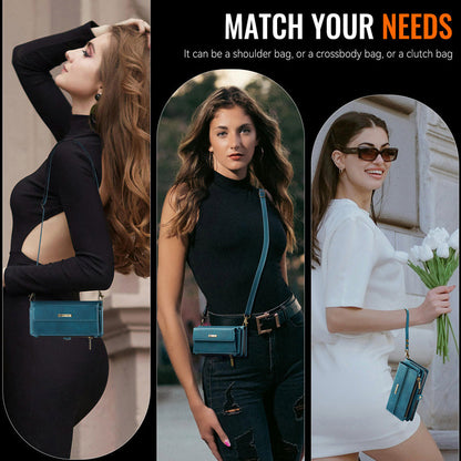 Caseme Crossbody Leather Wallet RFID Phone Case Green