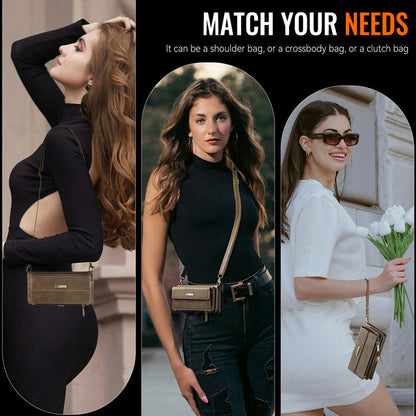 Caseme Crossbody Leather Wallet RFID Phone Case Brown