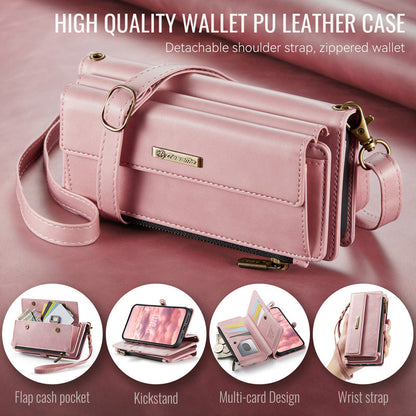 Caseme Crossbody Leather Wallet RFID Phone Case Pink