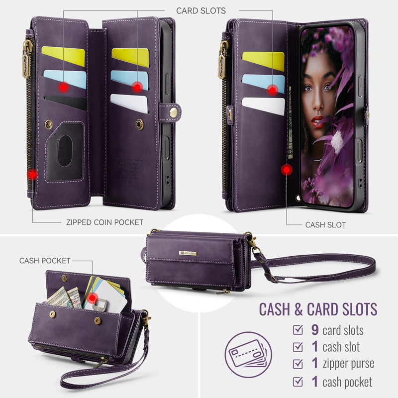Caseme Crossbody Leather Wallet RFID Phone Case Purple