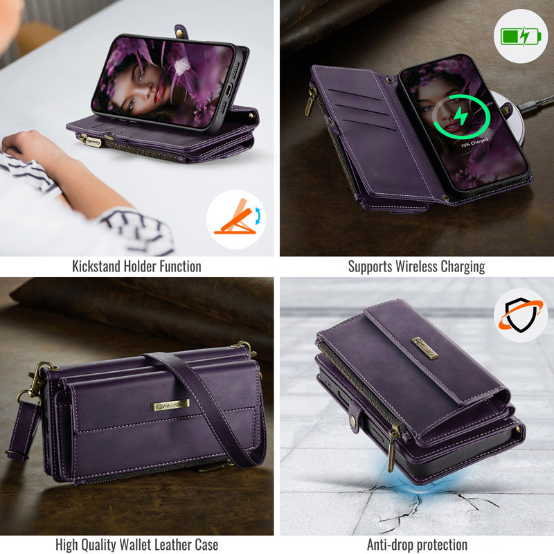 Caseme Crossbody Leather Wallet RFID Phone Case Purple