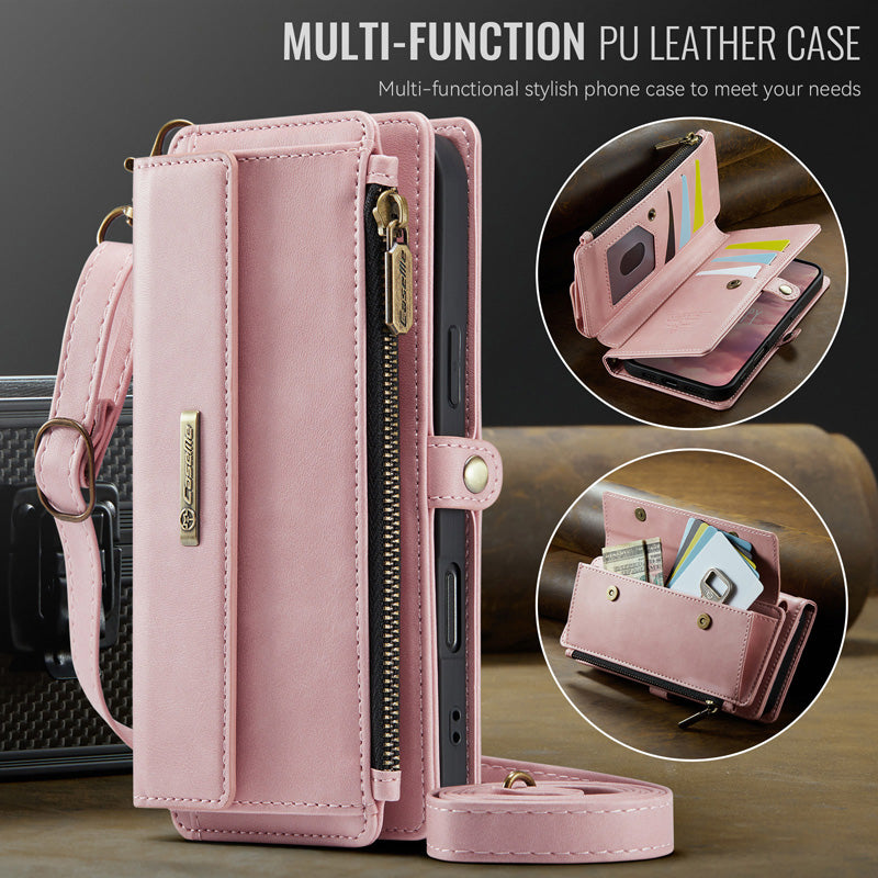 Caseme Crossbody Leather Wallet RFID Phone Case Pink