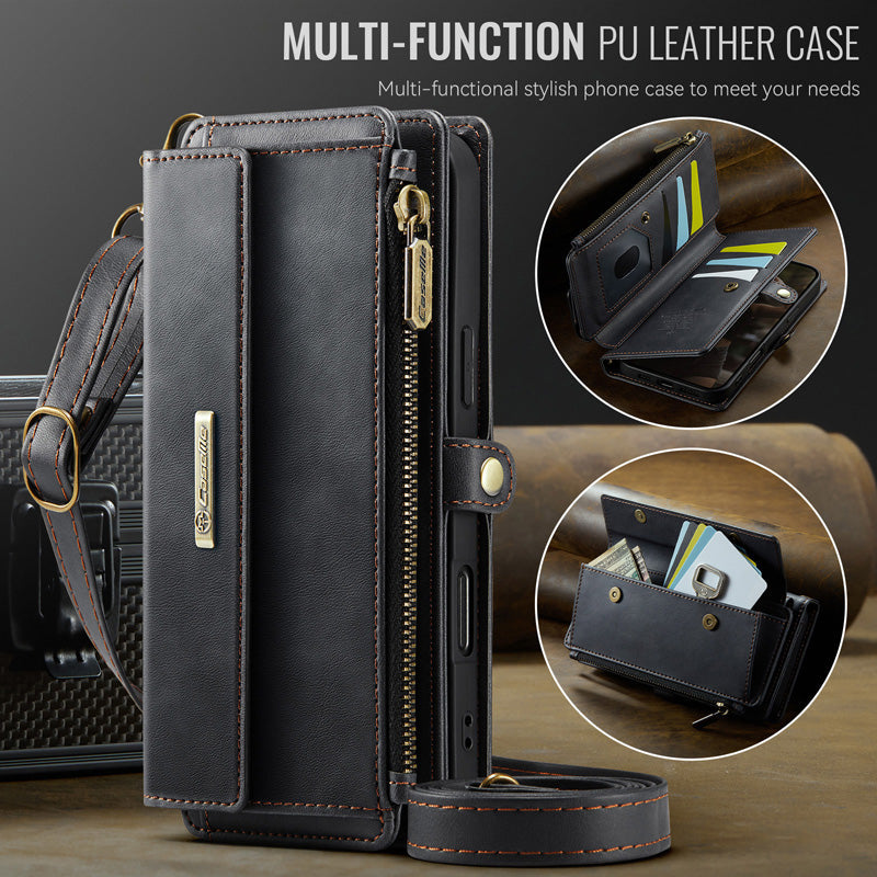 Caseme Crossbody Leather Wallet RFID Phone Case Black