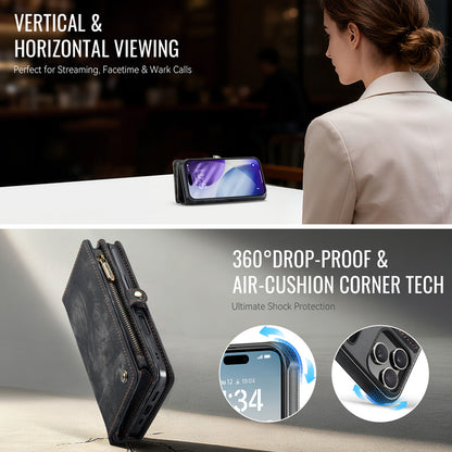 CaseMe Zipper Wallet Detachable Case Black