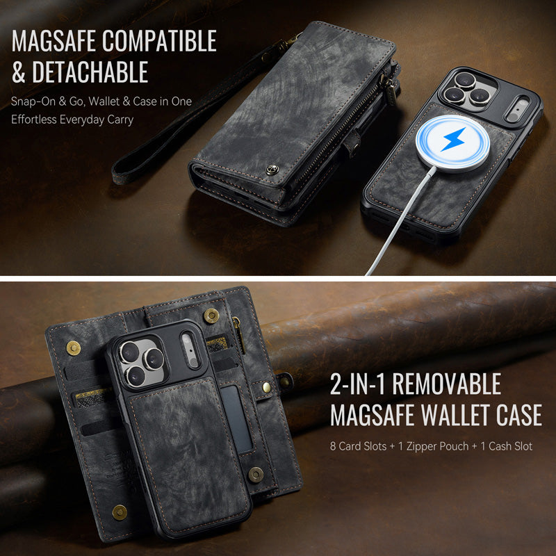 CaseMe Zipper Wallet Detachable Case Black