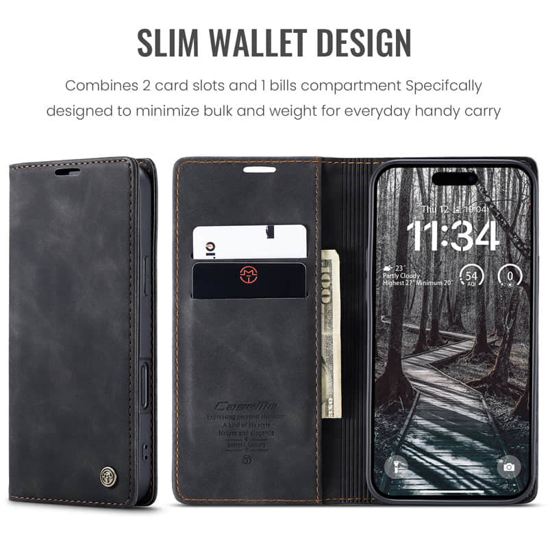 CaseMe Retro Wallet Case Black