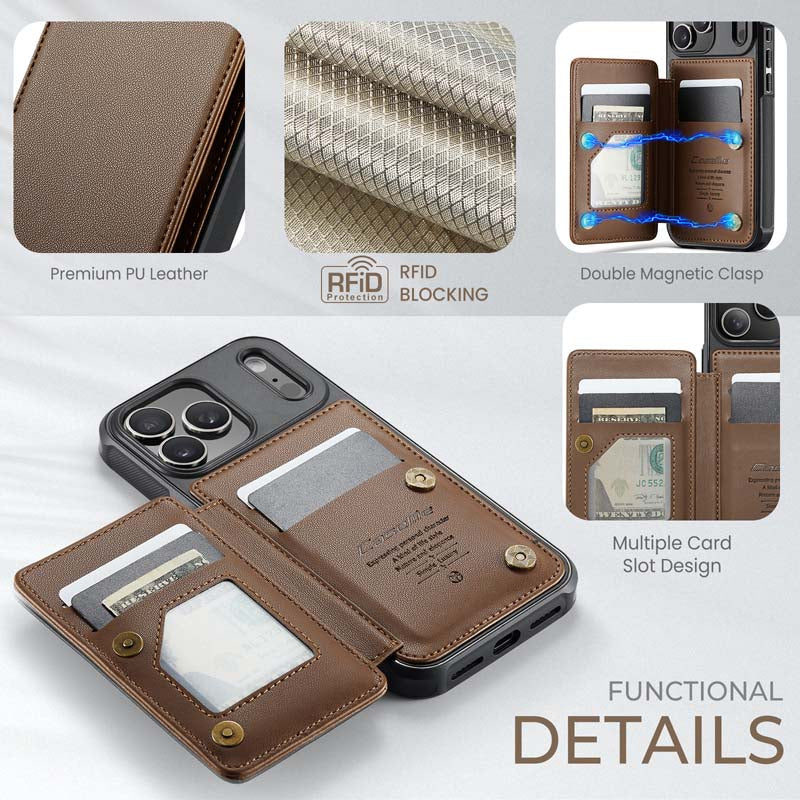 CaseMe Cardholder RFID Phone Case Brown