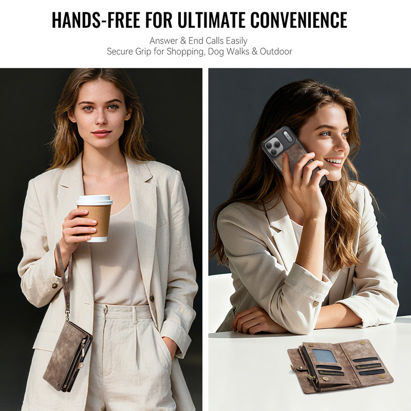 CaseMe Zipper Wallet Detachable Case Brown