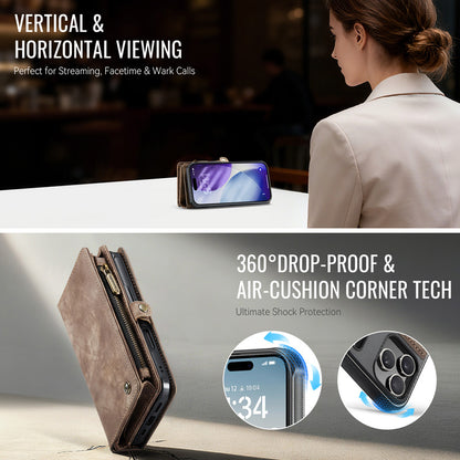 CaseMe Zipper Wallet Detachable Case Brown