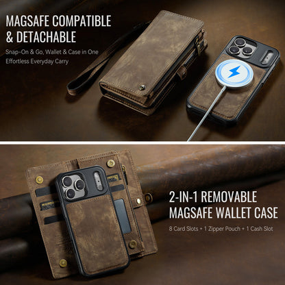 CaseMe Zipper Wallet Detachable Case Brown