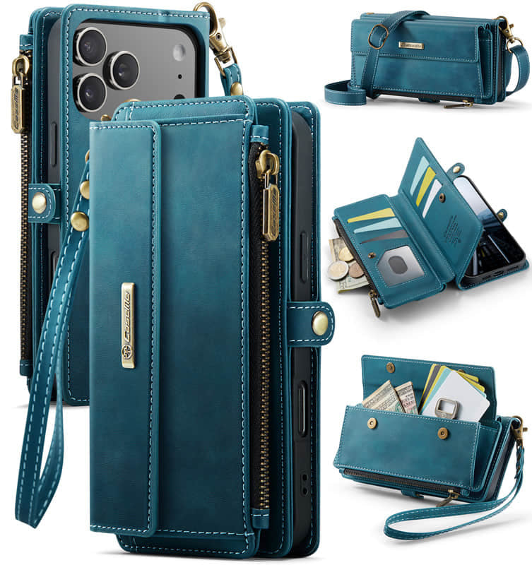 Caseme Crossbody Leather Wallet RFID Phone Case Green