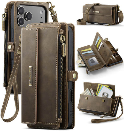Caseme Crossbody Leather Wallet RFID Phone Case Brown