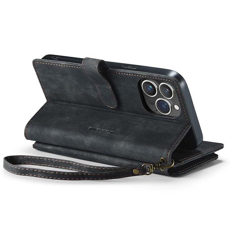 CaseMe Retro Zipper Wallet Case Black