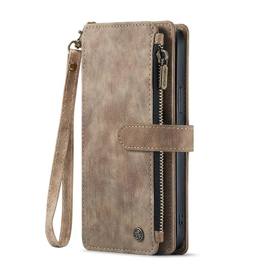 CaseMe Retro Zipper Wallet Case Brown