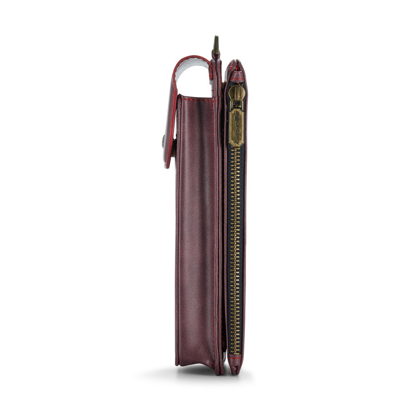 CaseMe Crossbody RFID Zipper Phone Bag Red Wine