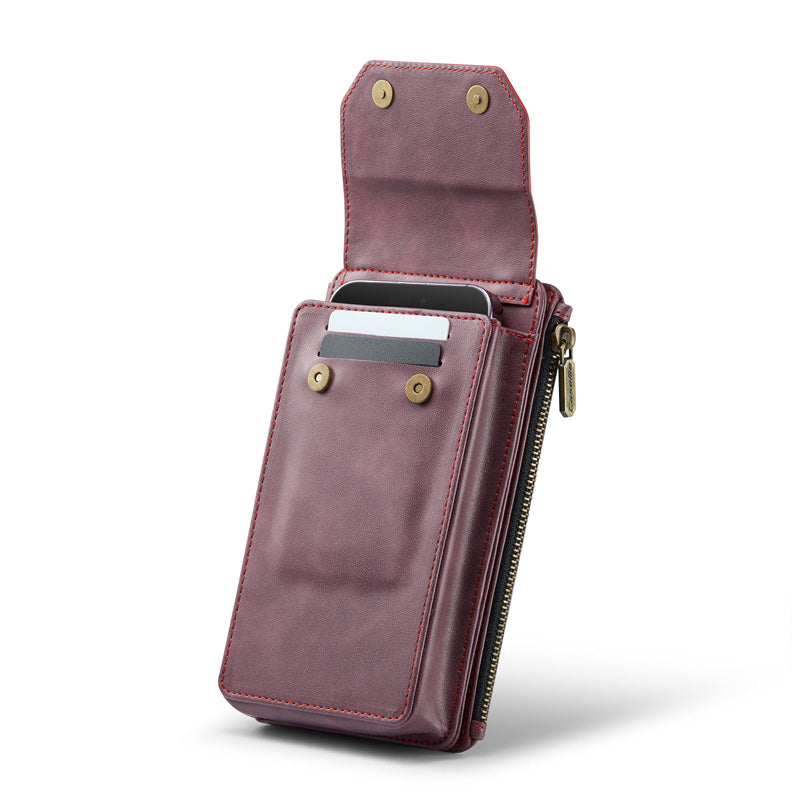 CaseMe Crossbody RFID Zipper Phone Bag Red Wine