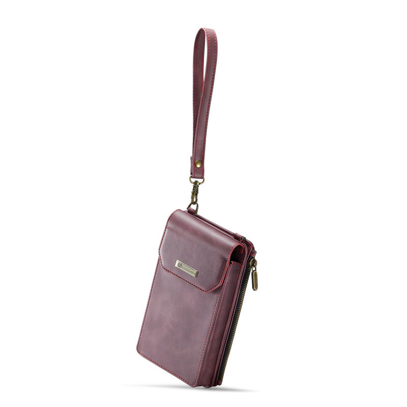 CaseMe Crossbody RFID Zipper Phone Bag Red Wine