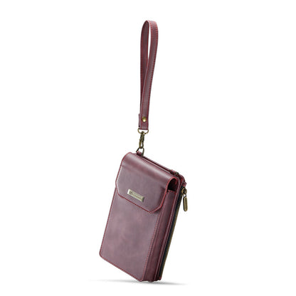 CaseMe Crossbody RFID Zipper Phone Bag Red Wine