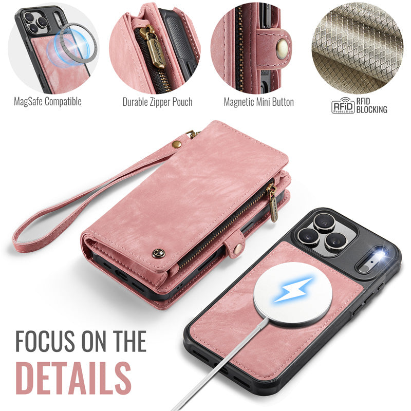CaseMe Zipper Wallet Detachable Case Pink