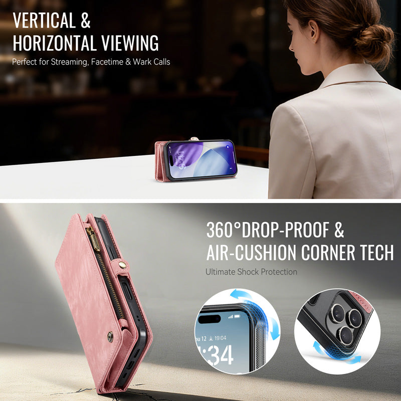 CaseMe Zipper Wallet Detachable Case Pink