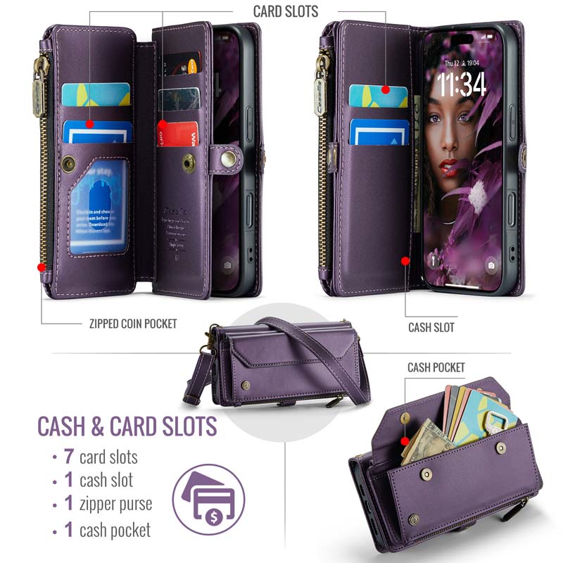 CaseMe Crossbody RFID Phone Bag Purple