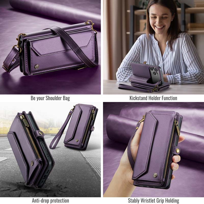 CaseMe Crossbody RFID Phone Bag Purple