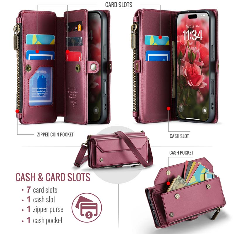CaseMe Crossbody RFID Phone Bag Red
