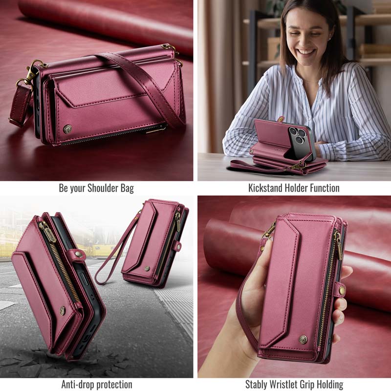 CaseMe Crossbody RFID Phone Bag Red