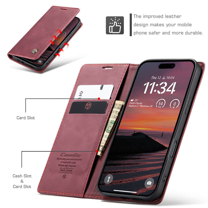 CaseMe Retro Wallet Case Red