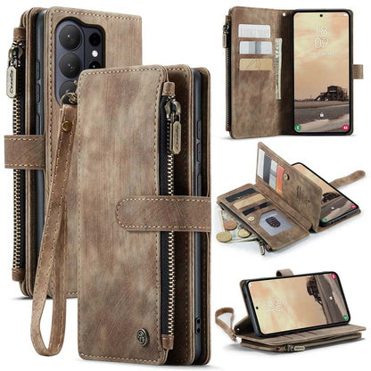 CaseMe Retro Zipper Wallet Case Brown