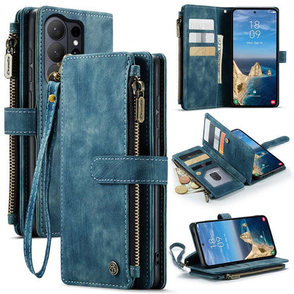 CaseMe Retro Zipper Wallet Case Blue